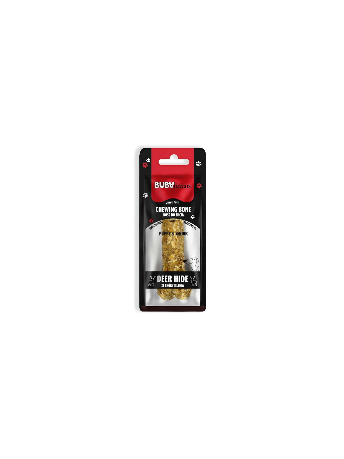 BUBAlicious Pure Line Kość do żucia Puppy & Senior ze skóry jelenia 12 cm [8711]