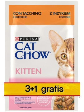 Purina Cat Chow Kitten Indyk i cukinia saszetki 3+1 GRATIS 4x85g