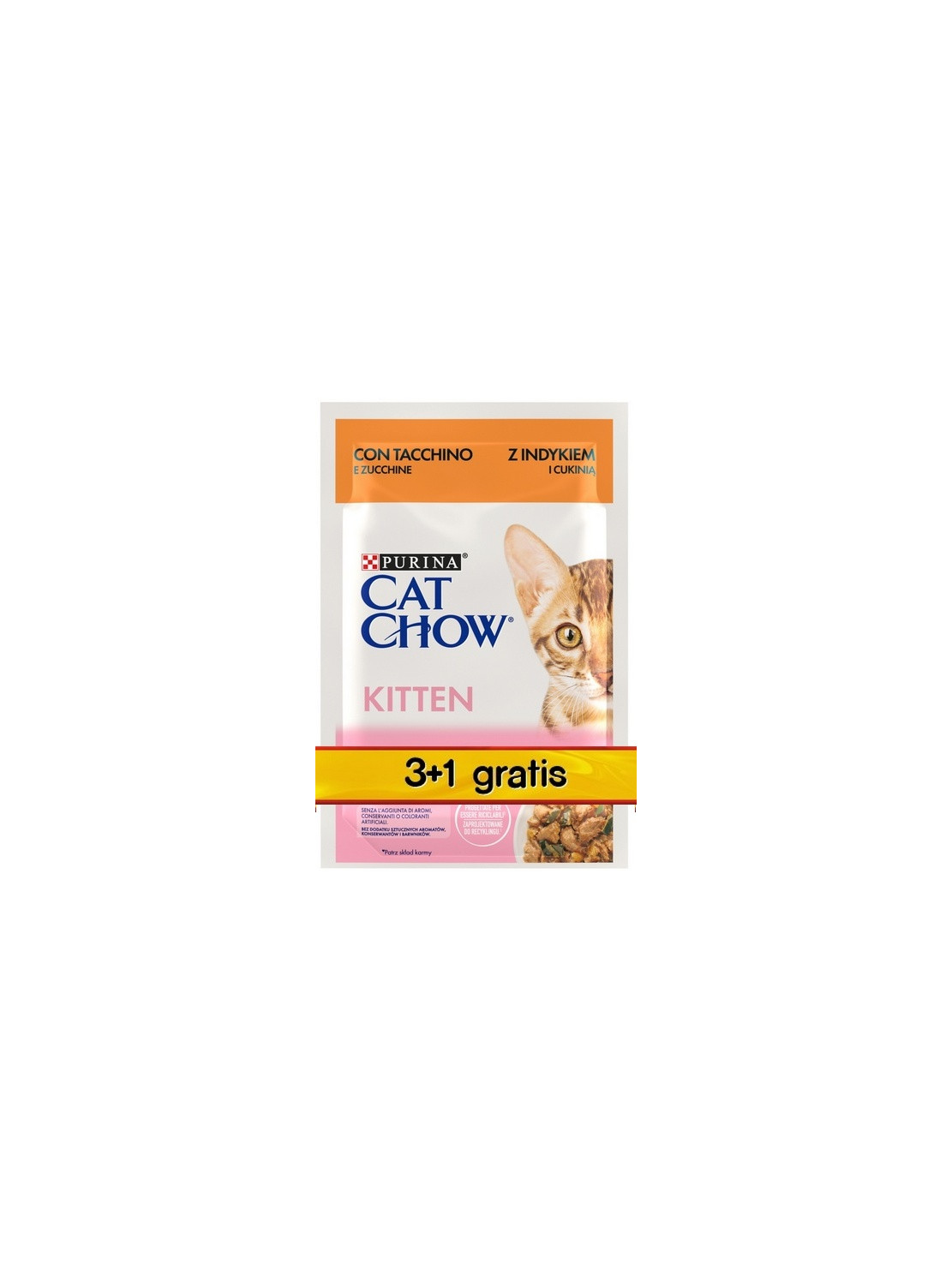 Purina Cat Chow Kitten Indyk i cukinia saszetki 3+1 GRATIS 4x85g