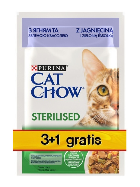 Purina Cat Chow Sterilised Jagnięcina saszetki 3+1 GRATIS 4x85g