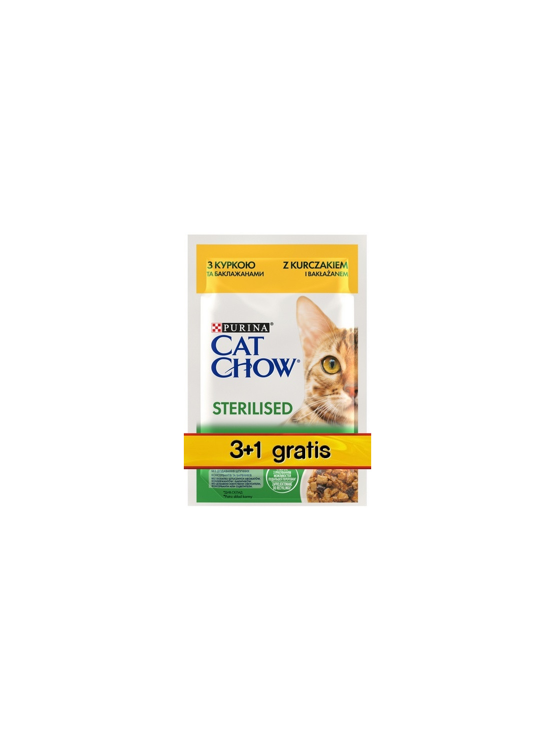 Purina Cat Chow Sterilised Kurczak saszetki 3+1 GRATIS 4x85g