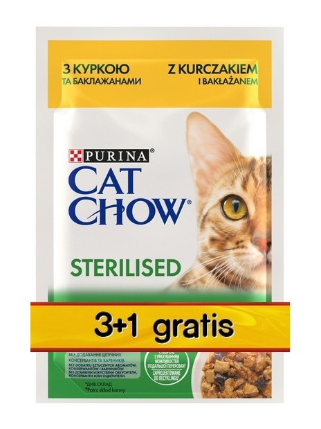 Purina Cat Chow Sterilised Kurczak saszetki 3+1 GRATIS 4x85g