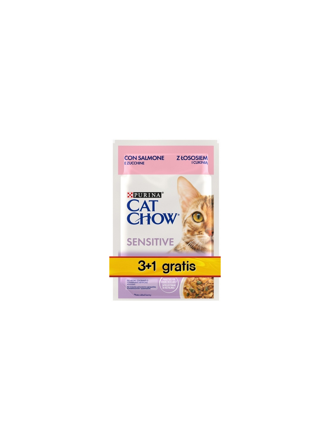 Purina Cat Chow Sensitive Łosoś saszetki 3+1 GRATIS 4x85g