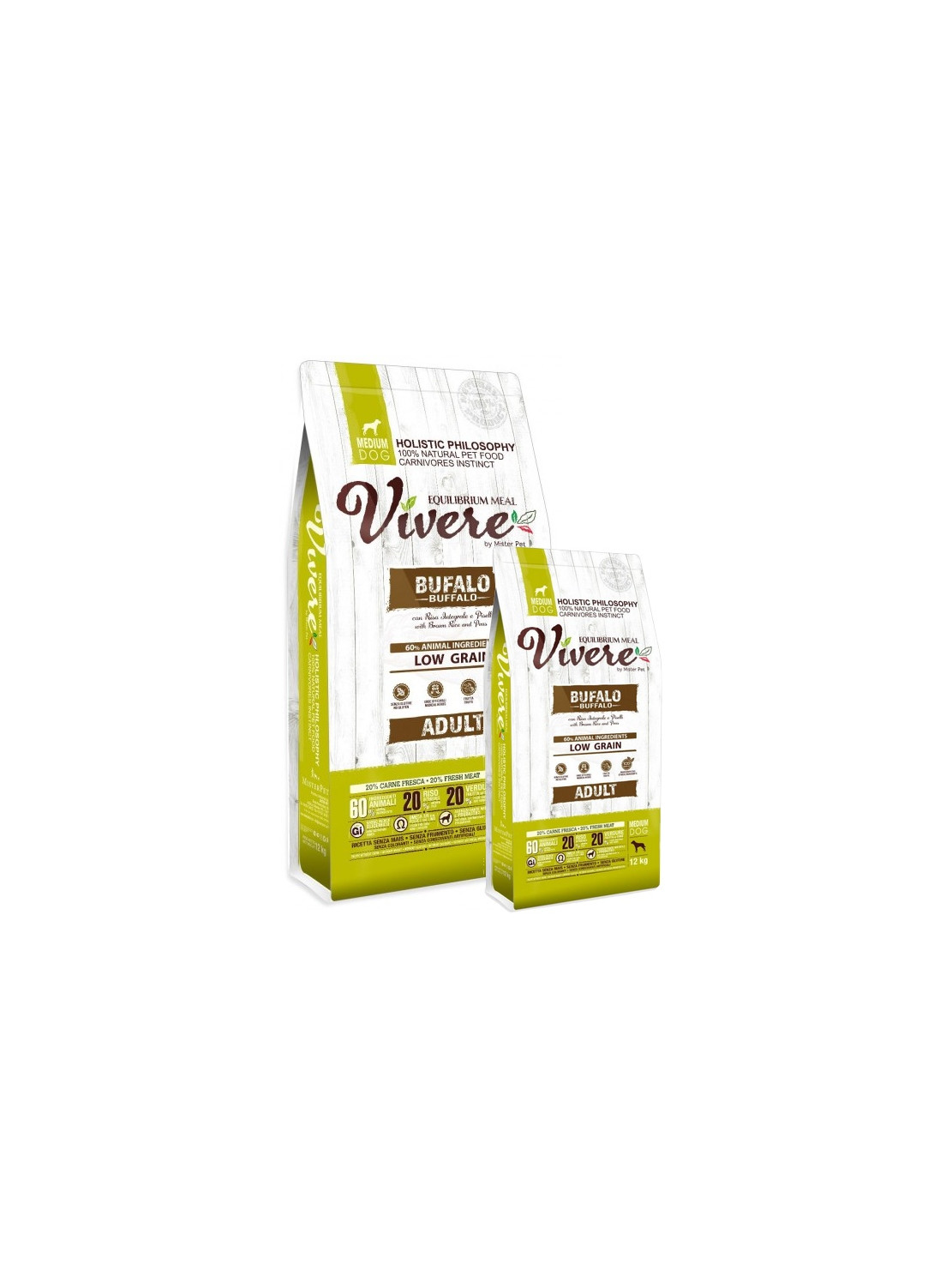 Vivere Dog Medium Adult Buffalo Karma Monobiałkowa z Bawołem 12+3kg