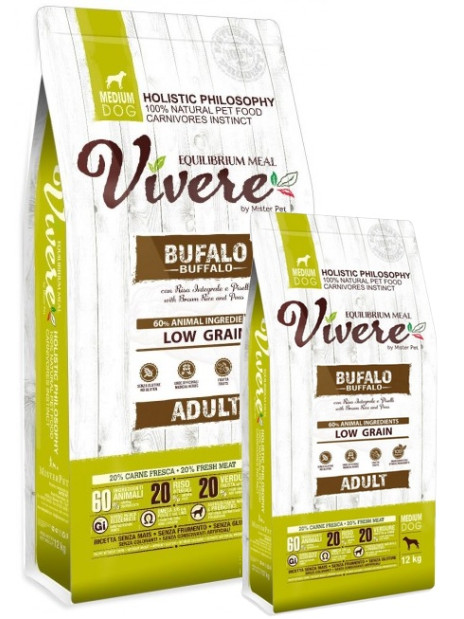 Vivere Dog Medium Adult Buffalo Karma Monobiałkowa z Bawołem 12+3kg