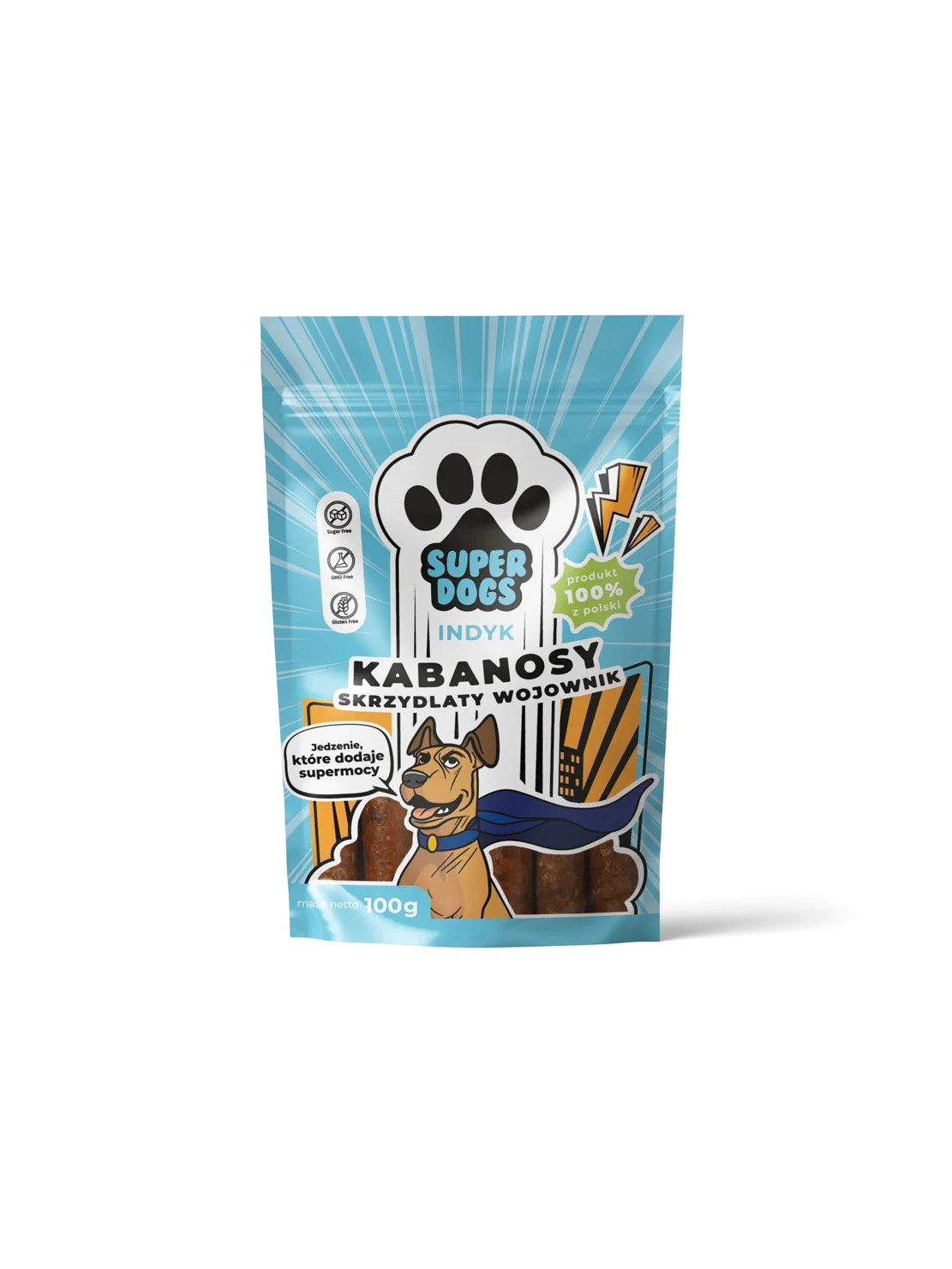 Kabanosy SUPERDOGS Skrzydlaty Wojownik Indyk 100g