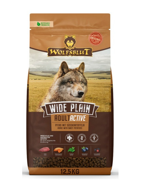 Wolfsblut Dog Wide Plain Active - konina i bataty 12,5kg