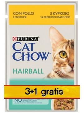 Purina Cat Chow Hairball Kurczak saszetki 3+1 GRATIS 4x85g