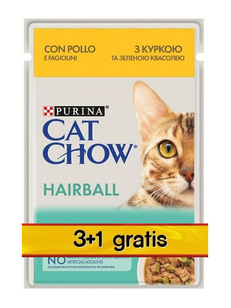 Purina Cat Chow Hairball Kurczak saszetki 3+1 GRATIS 4x85g