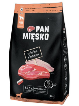Pan Mięsko Karma sucha dla psa - cielęcina i indyk chrupki M 3kg
