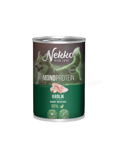 NEKKO MONOPROTEIN ADULT Królik z ryżem puszka 400g