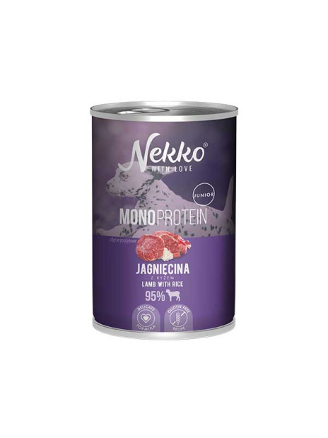 NEKKO MONOPROTEIN JUNIOR Jagnięcina z ryżem puszka 400g