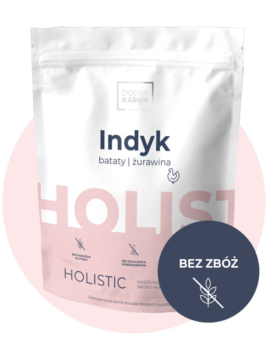 Bezzbożowa DobraKARMA Holistic | indyk | bataty | żurawina (dla psów dorosłych) 2kg