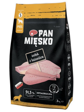 Pan Mięsko Karma sucha dla psa - indyk i bażant chrupki S 3kg