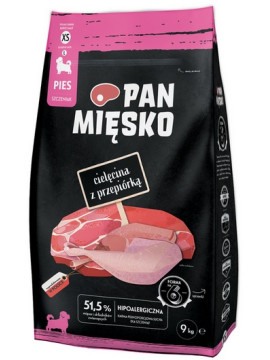 Pan Mięsko Karma sucha dla szczeniąt - cielęcina i przepiórka chrupki XS 9kg