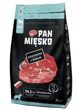 Pan Mięsko Karma sucha dla psa - wieprzowina i dzik chrupki XL 3kg