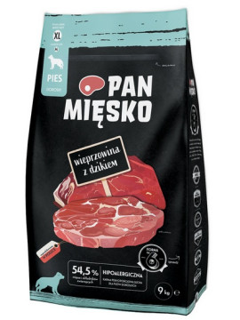 Pan Mięsko Karma sucha dla psa - wieprzowina i dzik chrupki XL 9kg