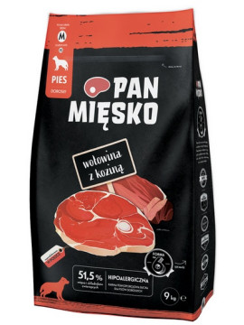 Pan Mięsko Karma sucha dla psa - wołowina i kozina chrupki M 9kg