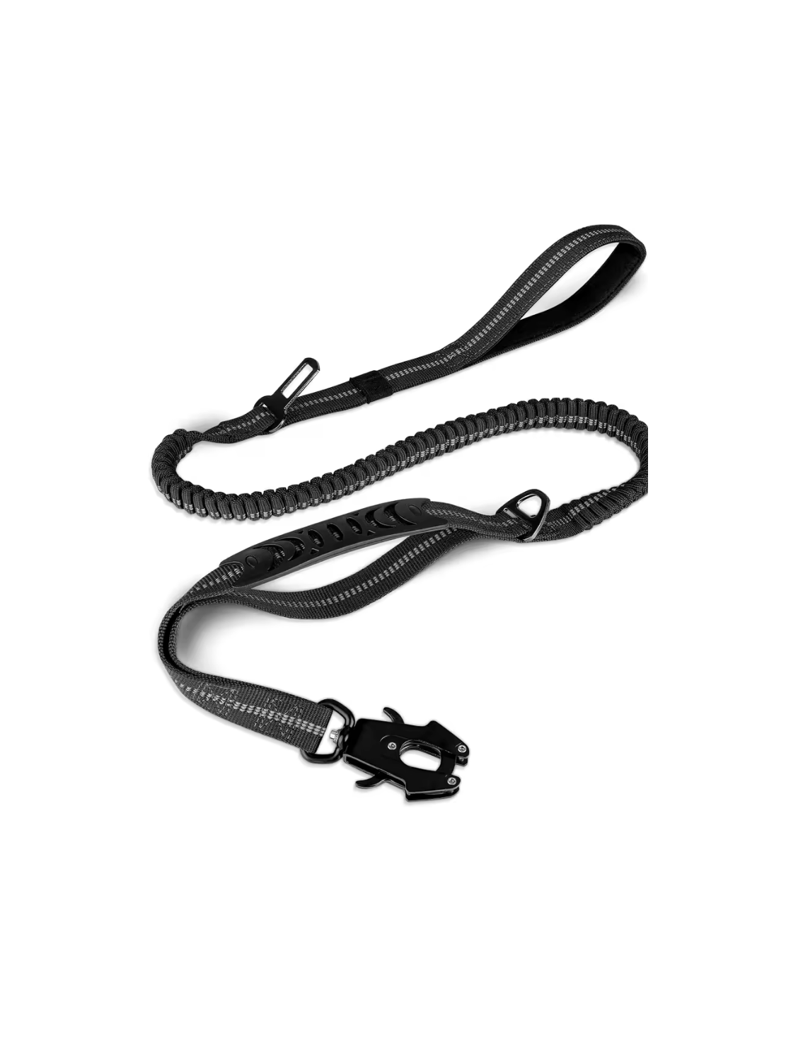 Smycz taktyczna dla psa, wytrzymała, z amortyzatorem 1,2-1,8m czarna