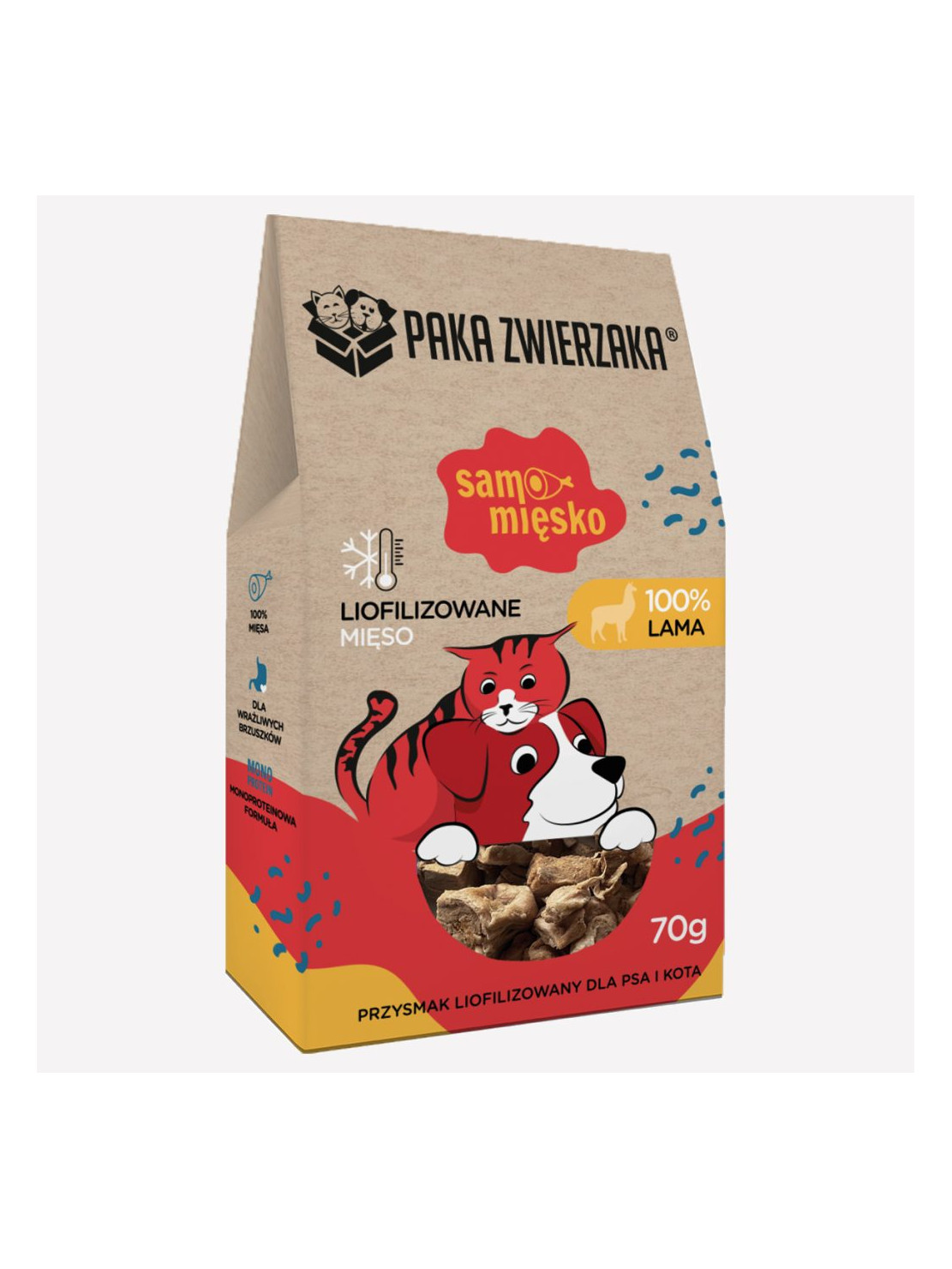 Przysmak dla psa i kota liofilizowany PAKA ZWIERZAKA Samo Mięsko lama 70g