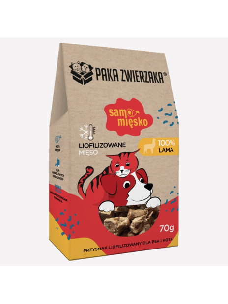 Przysmak dla psa i kota liofilizowany PAKA ZWIERZAKA Samo Mięsko lama 70g