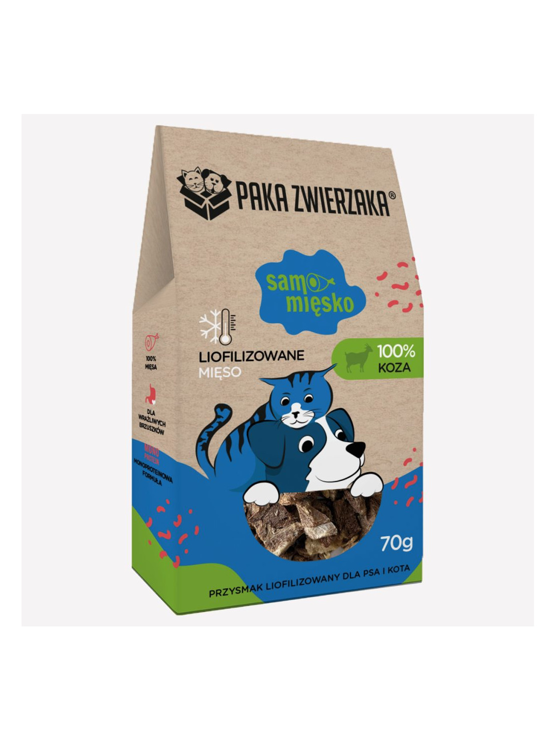 Przysmak dla psa i kota liofilizowany PAKA ZWIERZAKA Samo Mięsko koza 70g