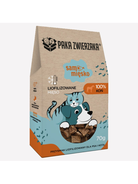 Przysmak dla psa i kota liofilizowany PAKA ZWIERZAKA Samo Mięsko koń 70g