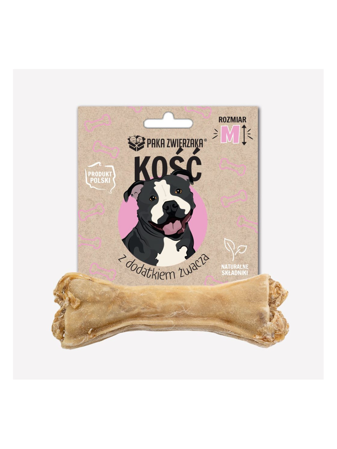 Gryzak dla psa PAKA ZWIERZAKA kość z dodatkiem żwacza M- 12cm 55g