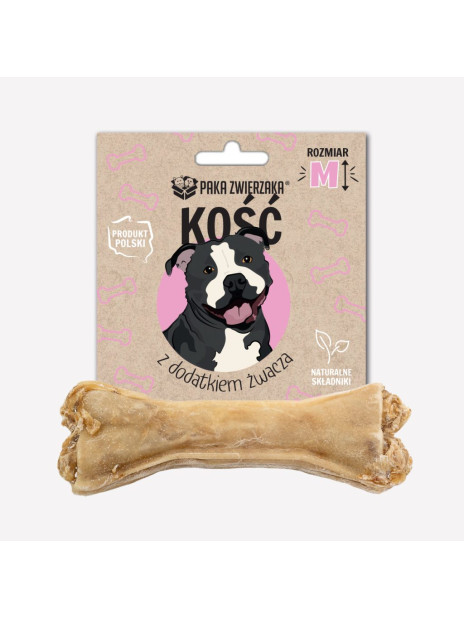 Gryzak dla psa PAKA ZWIERZAKA kość z dodatkiem żwacza M- 12cm 55g