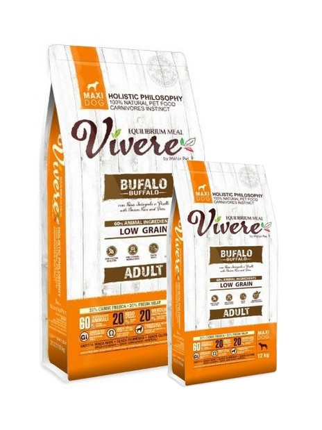 Vivere Maxi Adult Buffalo 12kg Karma Monobiałkowa z Bawołem dla dużych ras 12+3kg