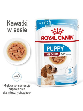 Royal Canin Medium Puppy karma mokra w sosie dla szczeniąt, od 2 do 12 miesiąca, ras średnich 140g