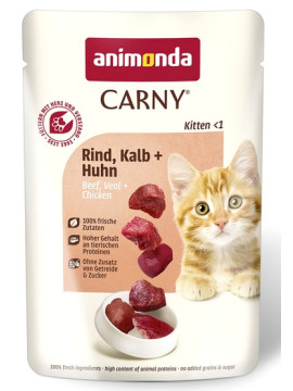 Animonda Carny Kitten Wołowina, Cielęcina + Kurczak saszetka 85g