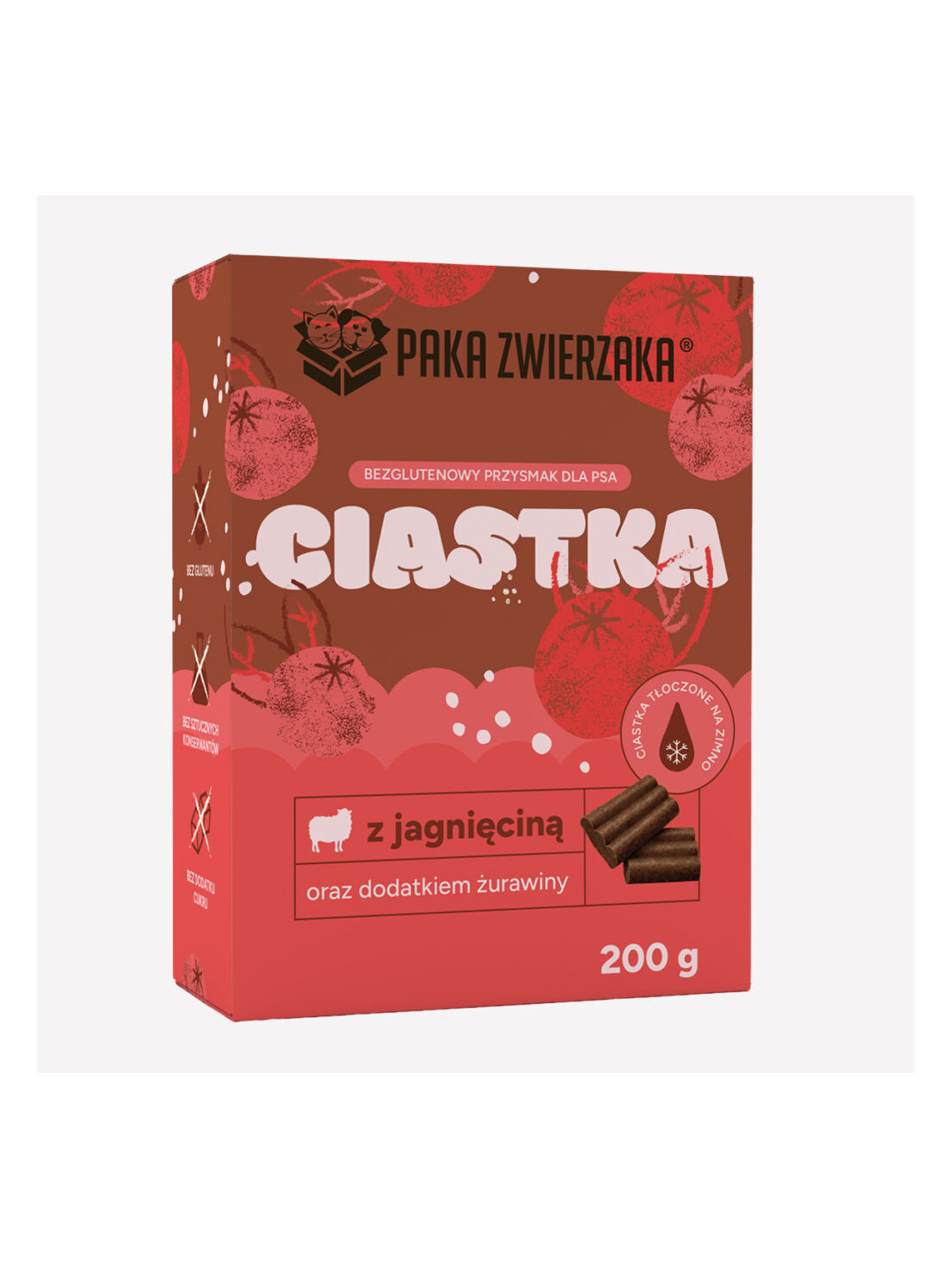 Ciastka dla psa PAKA ZWIERZAKA Jagnięcina z żurawiną 200g