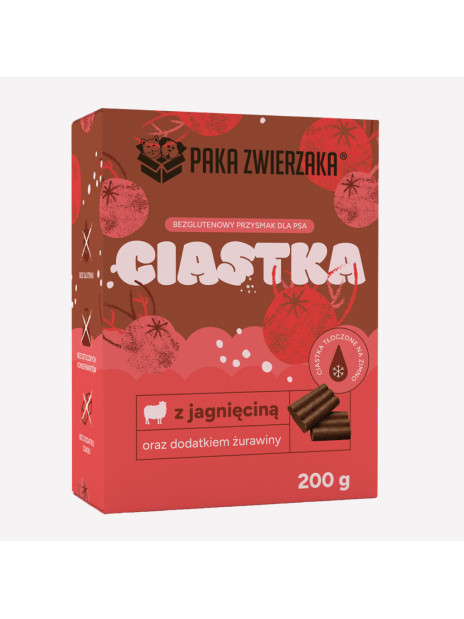 Ciastka dla psa PAKA ZWIERZAKA Jagnięcina z żurawiną 200g