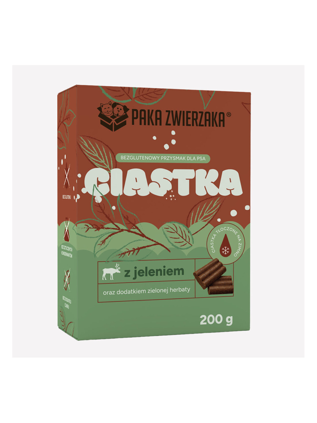 Ciastka dla psa PAKA ZWIERZAKA Jeleń z zieloną herbatą 200g