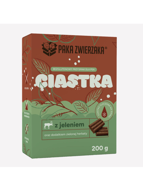 Ciastka dla psa PAKA ZWIERZAKA Jeleń z zieloną herbatą 200g