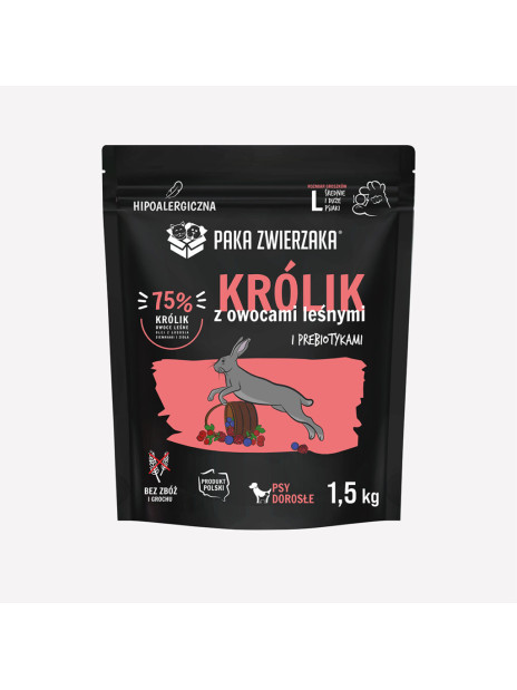 Karma sucha dla psa PAKA ZWIERZAKA Królik z owocami leśnymi „L” 1,5 kg