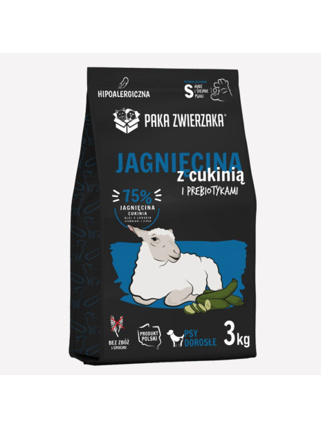 Karma sucha dla psa PAKA ZWIERZAKA jagnięcina z cukinią S 3 kg
