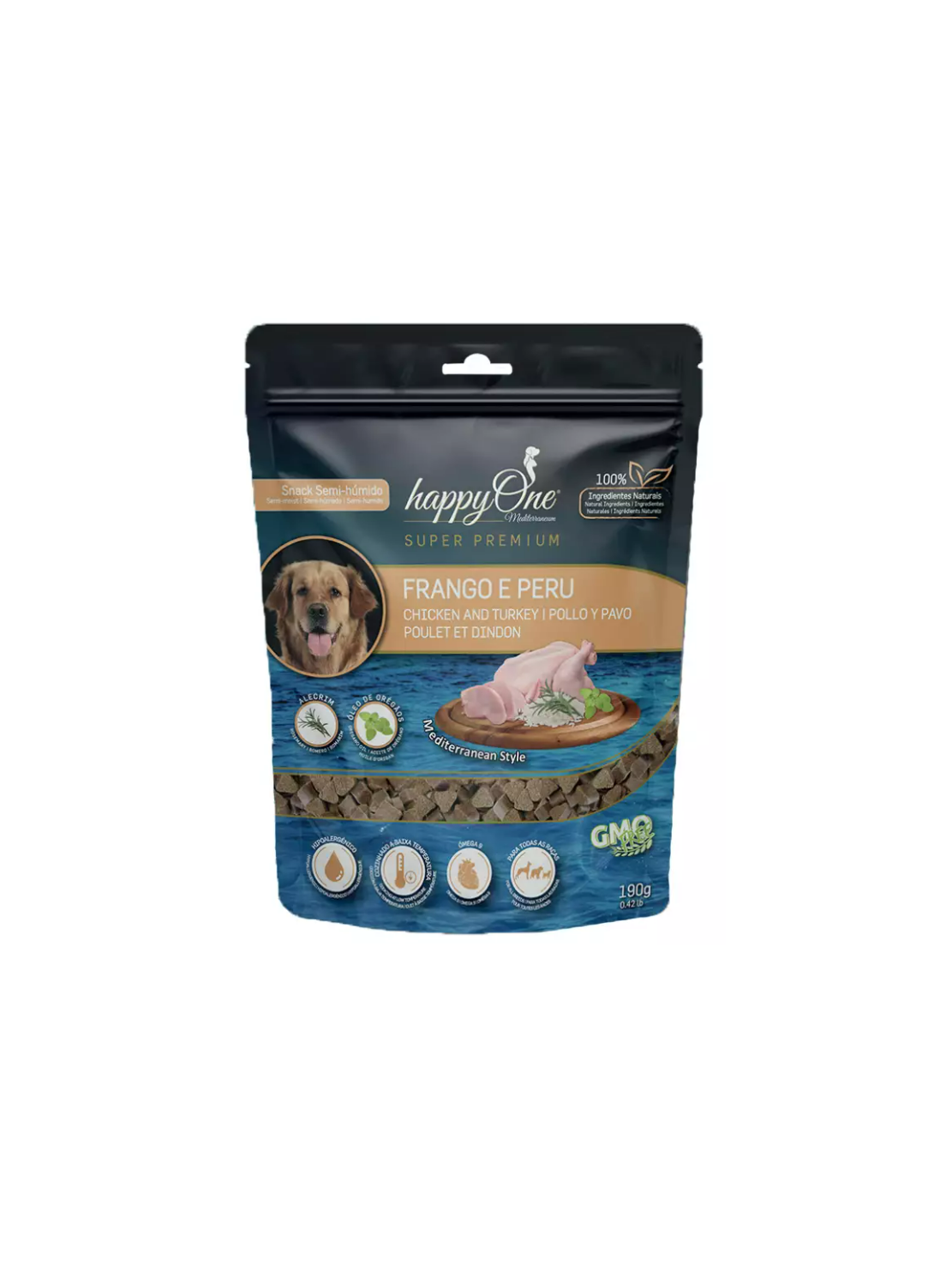 Półwilgotny przysmak dla psa happyone Mediterraneum z kurczakiem 190g