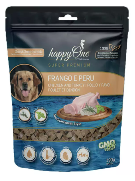 Półwilgotny przysmak dla psa happyone Mediterraneum z kurczakiem 190g