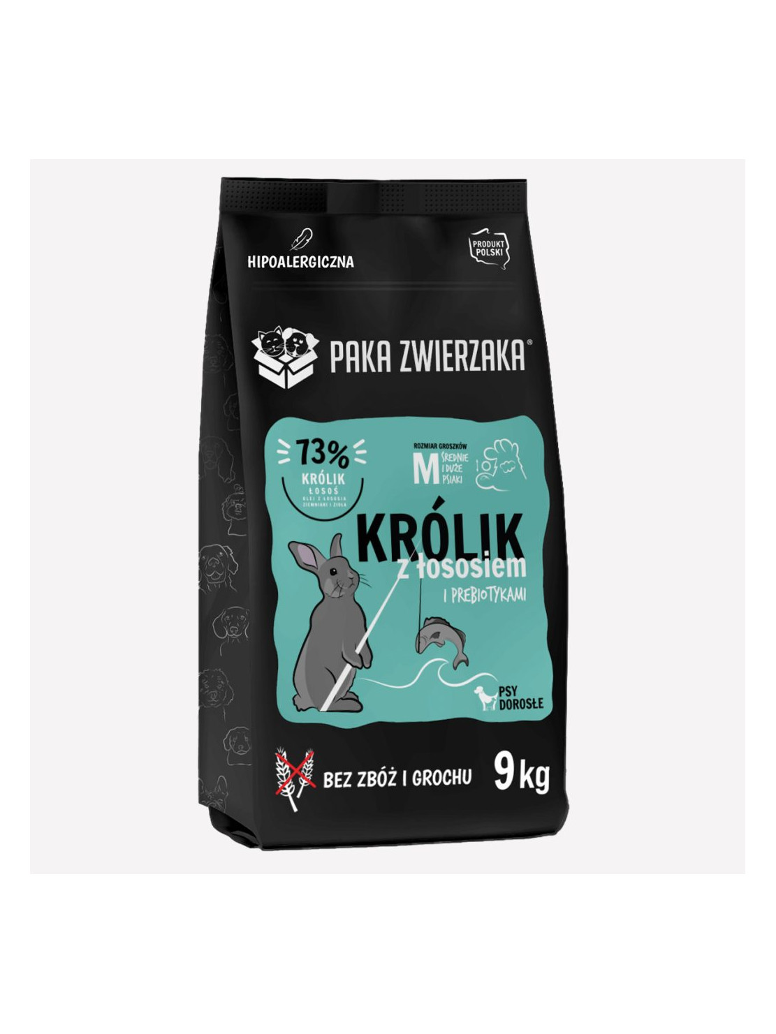 Karma sucha dla psa PAKA ZWIERZAKA królik z łososiem M 9 kg