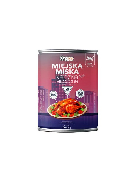Gaczoo Miejska Miska karma mokra dla kota Kaczka Pieczona 400g