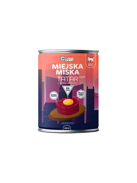 Gaczoo Miejska Miska karma mokra dla kota Tatar Wołowy 400g