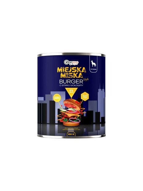 Gaczoo Miejska Miska karma mokra dla psa Burger Wołowy 800g