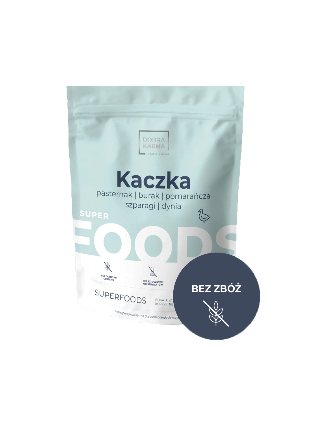 Bezzbożowa DobraKARMA Superfoods - kaczka | pasternak | burak | pomarańcza | szparagi | dynia (dla psów dorosłych) 2kg
