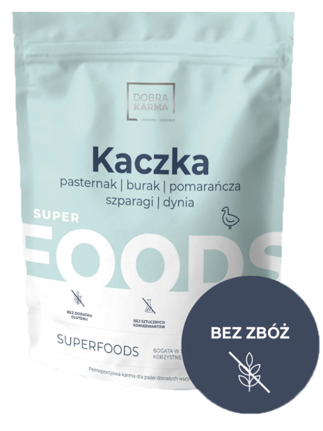 Bezzbożowa DobraKARMA Superfoods - kaczka | pasternak | burak | pomarańcza | szparagi | dynia (dla psów dorosłych) 2kg