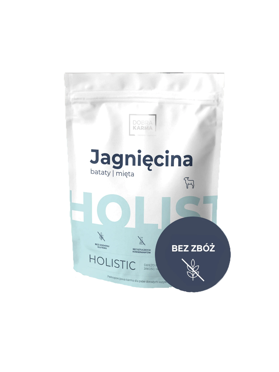 Bezzbożowa DobraKARMA Holistic - jagnięcina | bataty | mięta (dla psów dorosłych) 2kg