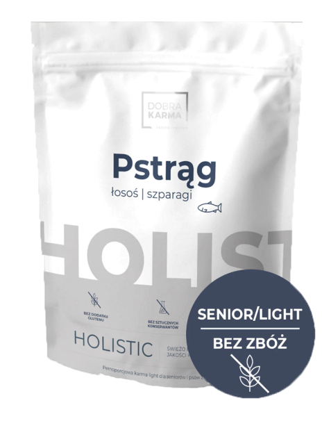 Bezzbożowa DobraKARMA Holistic - pstrąg | łosoś | szparagi (dla psa z nadwagą lub seniora) 2kg