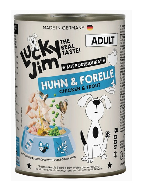 Lucky Jim Classic Adult Kurczak i pstrąg puszka 400g