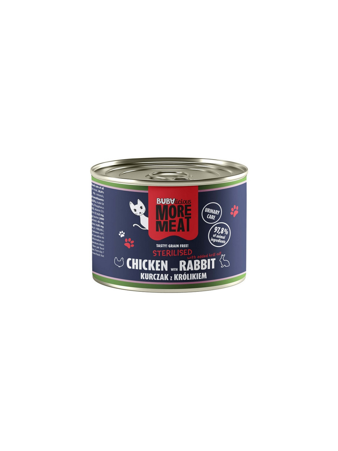 BUBAlicious Kot More Meat Sterilised kurczak i królik puszka 185g